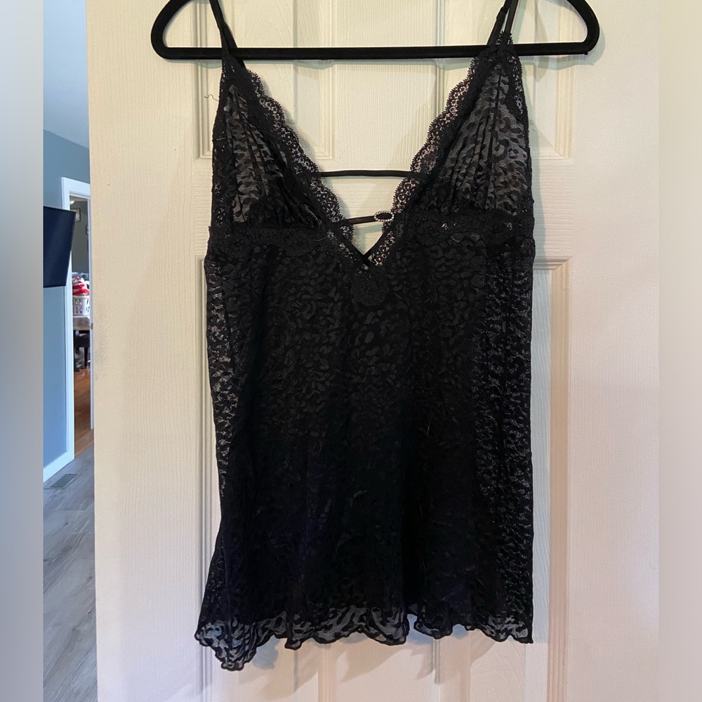 Seductive Wear- Large- Black, see thru lace top only- Lingerie